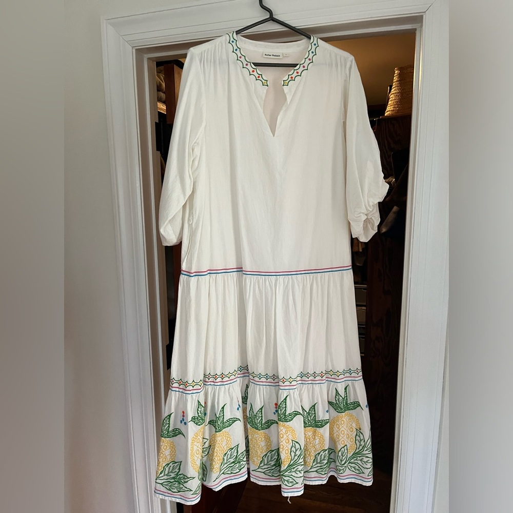 White Roller Rabbit Dress with Balloon Sleeves